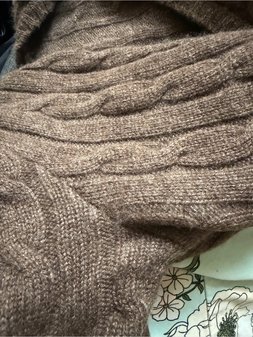 Ralph Lauren Black Label XS 100% cashmere brown cable knit slim fit knit sweater - Picture 5 of 7